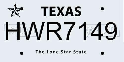 HWR7149 Texas License Plate