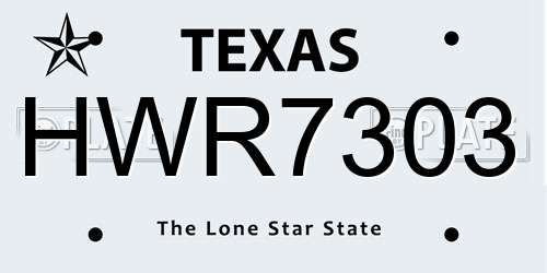 HWR7303 Texas License Plate