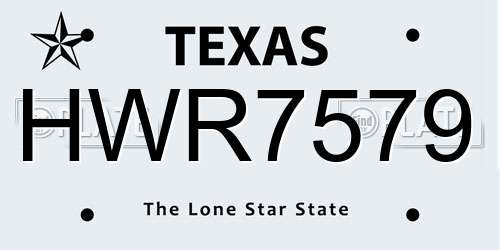 HWR7579 Texas License Plate