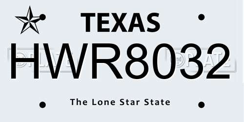 HWR8032 Texas License Plate