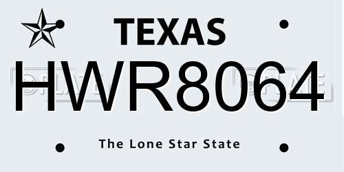 HWR8064 Texas License Plate
