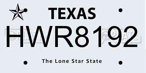 HWR8192 Texas License Plate