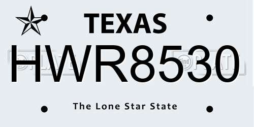 HWR8530 Texas License Plate