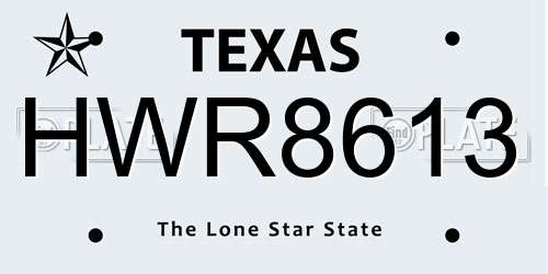 HWR8613 Texas License Plate