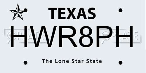 HWR8PH Texas License Plate