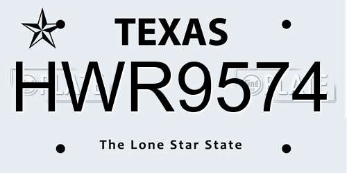 HWR9574 Texas License Plate