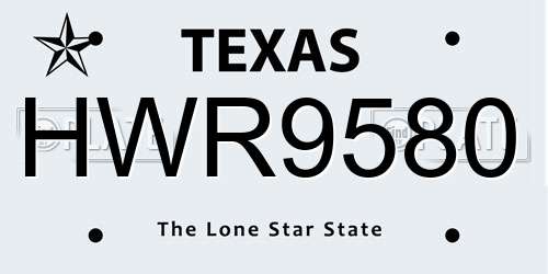 HWR9580 Texas License Plate