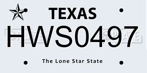 HWS0497 Texas License Plate