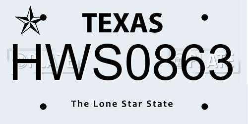 HWS0863 Texas License Plate