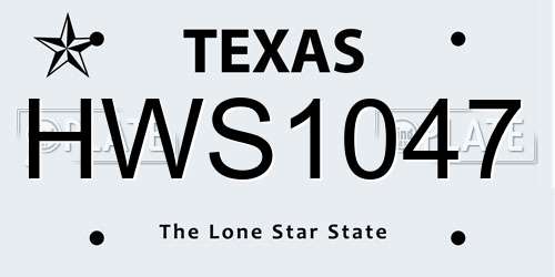 HWS1047 Texas License Plate