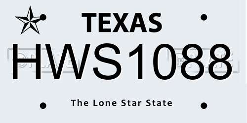 HWS1088 Texas License Plate