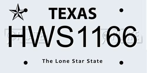HWS1166 Texas License Plate