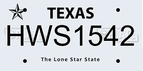 HWS1542 Texas License Plate