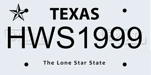 HWS1999 Texas License Plate