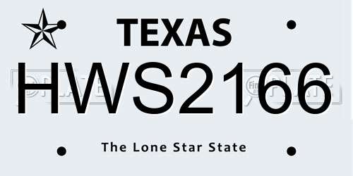 HWS2166 Texas License Plate