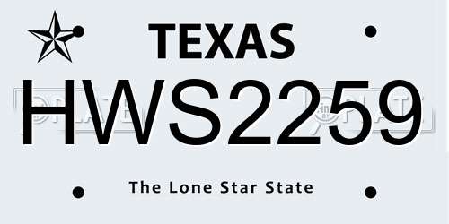 HWS2259 Texas License Plate