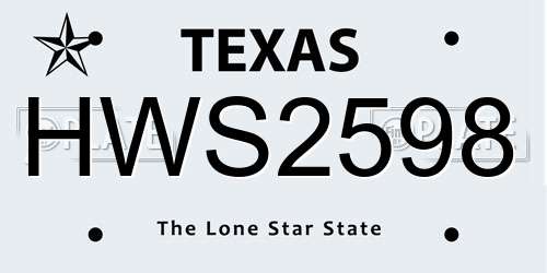 HWS2598 Texas License Plate
