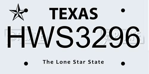 HWS3296 Texas License Plate