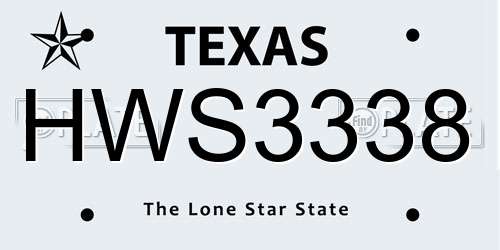 HWS3338 Texas License Plate