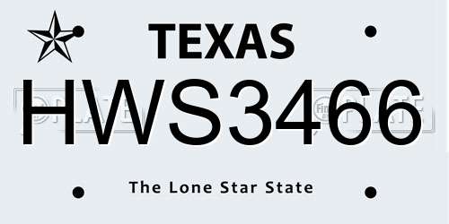 HWS3466 Texas License Plate
