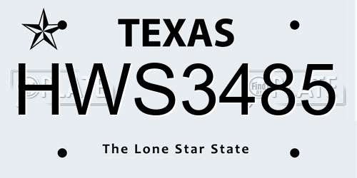 HWS3485 Texas License Plate