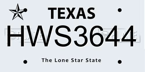 HWS3644 Texas License Plate