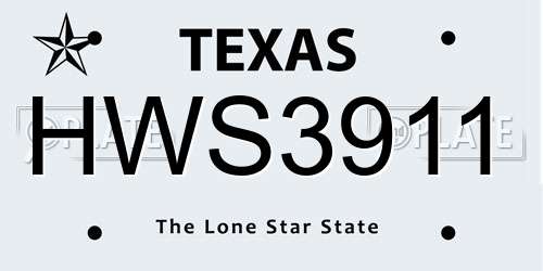 HWS3911 Texas License Plate
