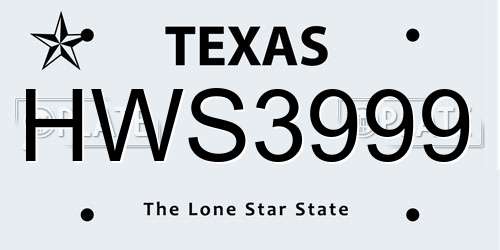 HWS3999 Texas License Plate