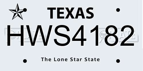 HWS4182 Texas License Plate