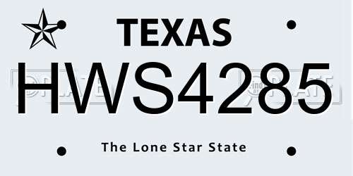HWS4285 Texas License Plate