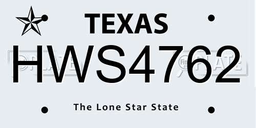 HWS4762 Texas License Plate