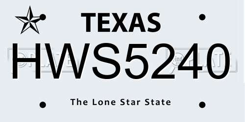 HWS5240 Texas License Plate