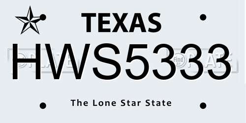 HWS5333 Texas License Plate