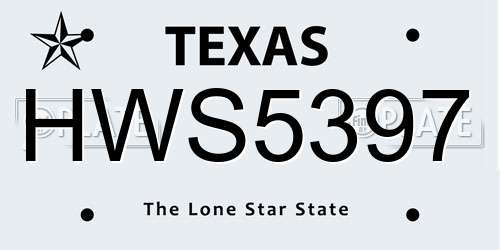 HWS5397 Texas License Plate