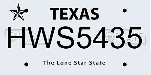 HWS5435 Texas License Plate