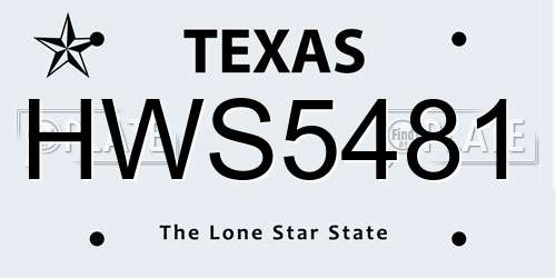 HWS5481 Texas License Plate