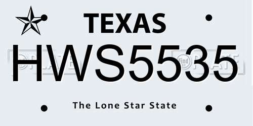 HWS5535 Texas License Plate