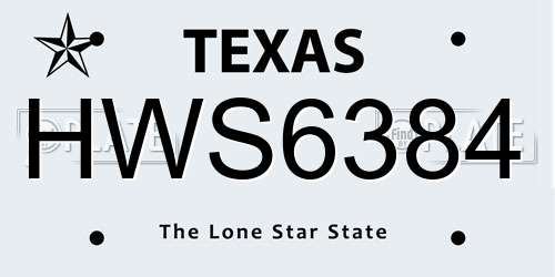HWS6384 Texas License Plate