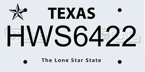 HWS6422 Texas License Plate