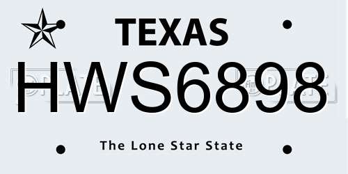 HWS6898 Texas License Plate