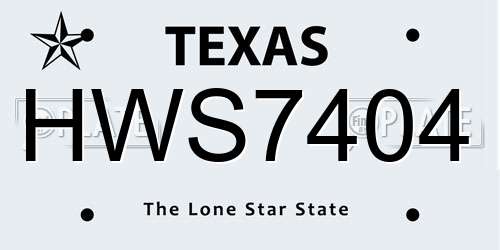 HWS7404 Texas License Plate