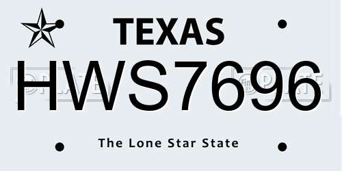 HWS7696 Texas License Plate