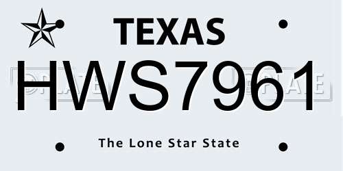 HWS7961 Texas License Plate