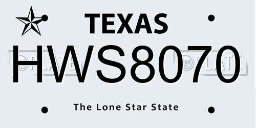 HWS8070 Texas License Plate