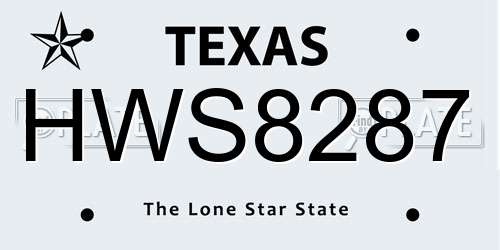 HWS8287 Texas License Plate
