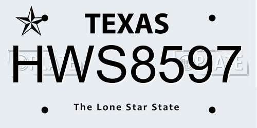 HWS8597 Texas License Plate