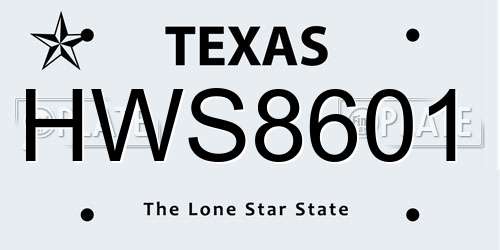 HWS8601 Texas License Plate