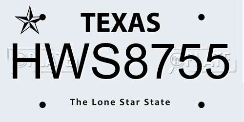 HWS8755 Texas License Plate