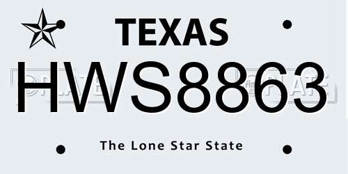 HWS8863 Texas License Plate