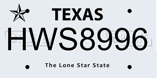 HWS8996 Texas License Plate